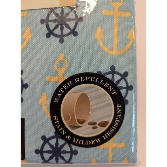 Max Studio Nautical Anchor Ship Wheel on Blue Tablecloth 52 x 70 inch Polyester - Picture 2 of 5
